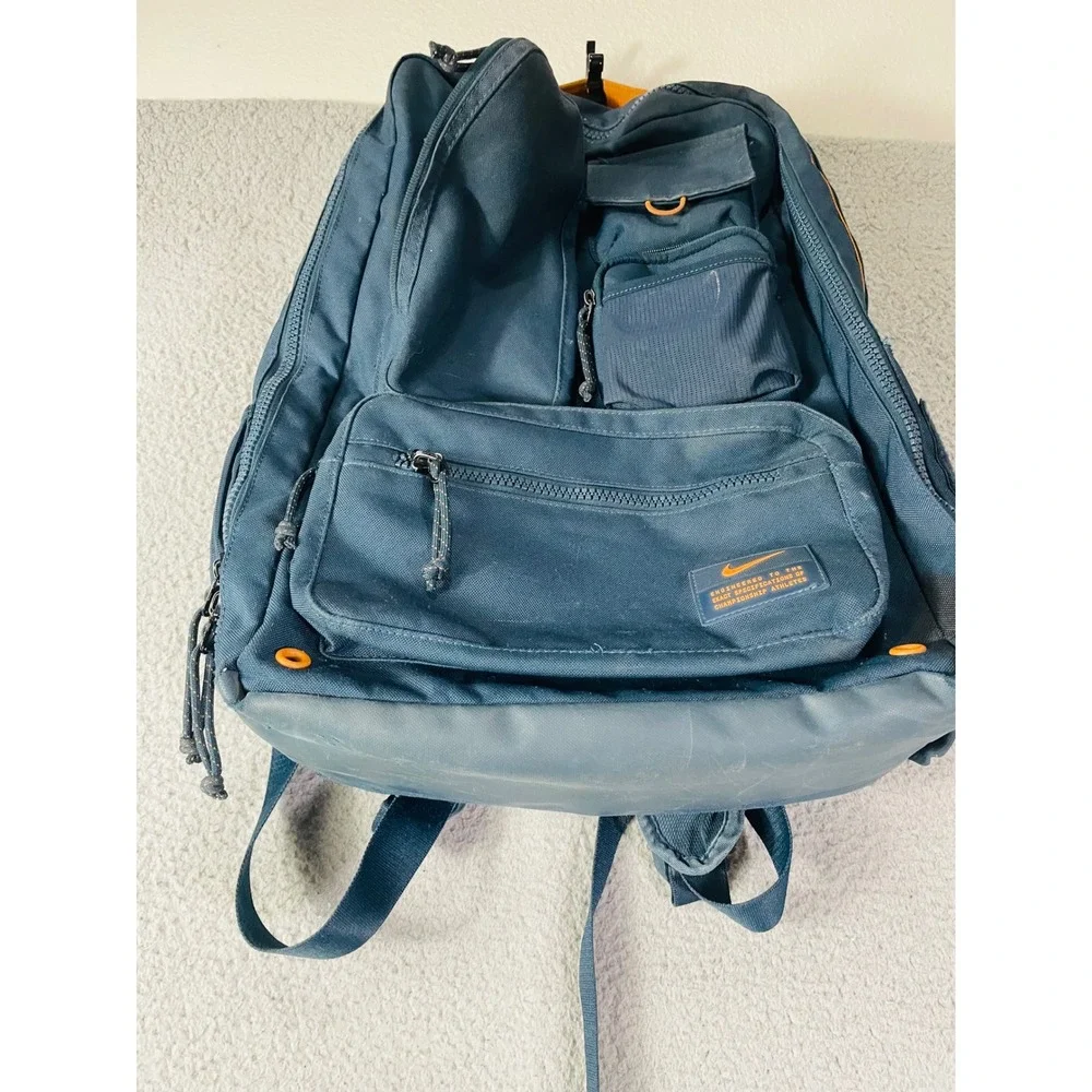 Nike Utility Elite Backpack Navy Blue Orange Training Gym Laptop Bag Air Max